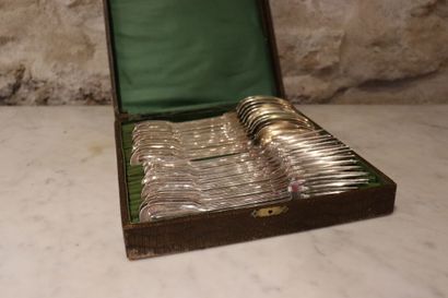 AU BON MARCHE, twelve silver plated cutlery,...