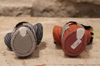 JAPAN. Set of two small kimono dolls made...
