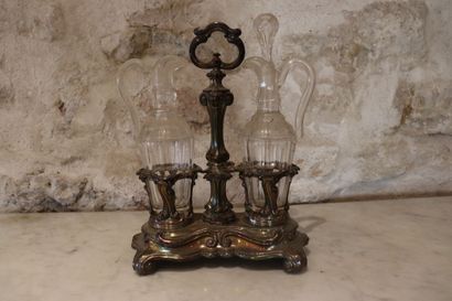 Oil and vinegar cruet in silver, Minerva...