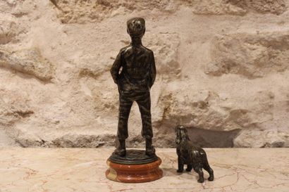 The whistler and his dog, patinated bronze...