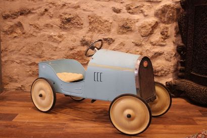 BAGHERA, child's pedal car in sky blue lacquered...