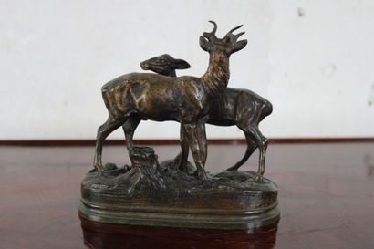Alfred DUBUCAND (1828-1894), Stag and doe,...
