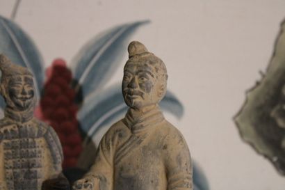 China 20th century, pair of warriors in glazed...