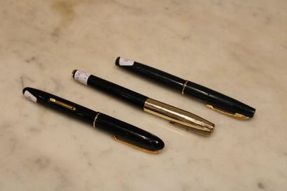 WATERMAN, two fountain pens, gilded metal...