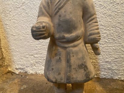 China 20th century, pair of warriors in glazed...