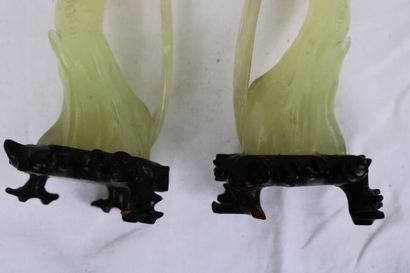 China 20th century, pair of jade birds on...