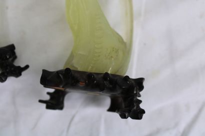 China 20th century, pair of jade birds on...
