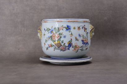 Cover-pot and a saucer out of earthenware...