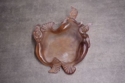 DAUM FRANCE. Glass pocket with a mermaid...