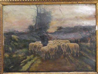 Emile SIMON (1890-1976), Herd and its shepherd...