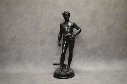 BABEDIENNE. Standing man, lost wax bronze....