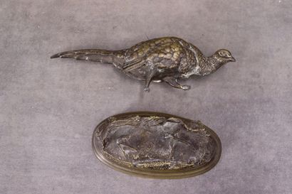 Jules MOIGNIEZ (1835-1894). Pheasant in bronze...