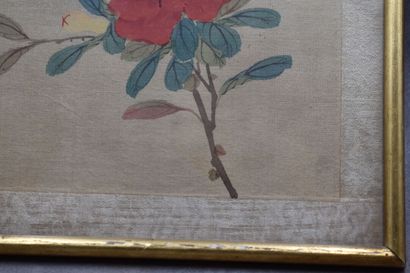 CHINE. Volatile sur une branche, peinture...