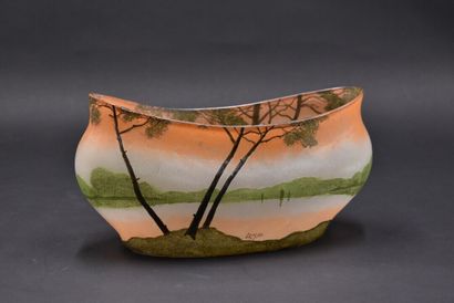 LEGRAS. Planter with oval body and curved...