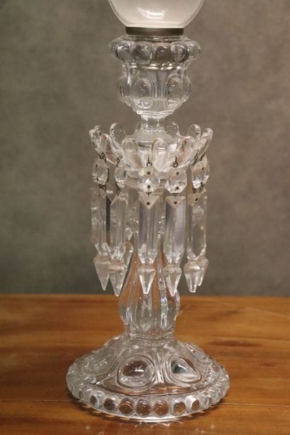 BACCARAT. Pair of crystal candlesticks with...