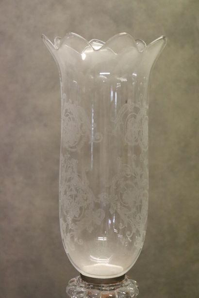 BACCARAT. Pair of crystal candlesticks with...