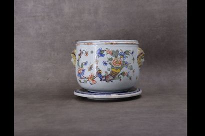 Cover-pot and a saucer out of earthenware...