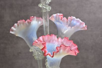 Glass centerpiece with four tulips. Height:...