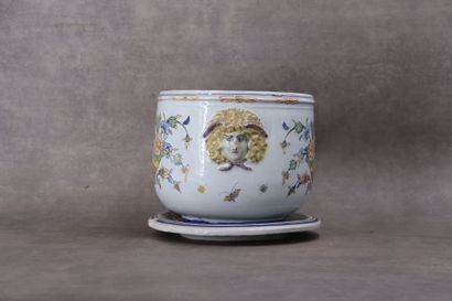 Cover-pot and a saucer out of earthenware...