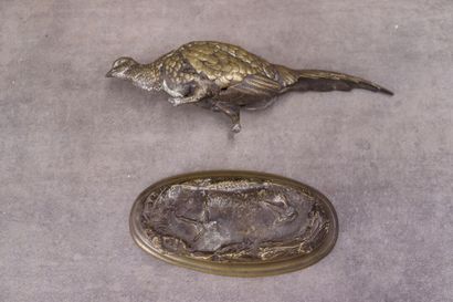 Jules MOIGNIEZ (1835-1894). Pheasant in bronze...