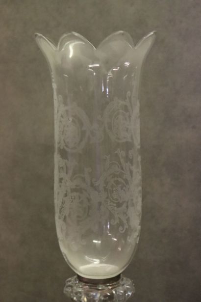 BACCARAT. Pair of crystal candlesticks with...