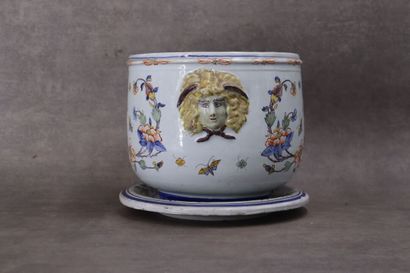 Cover-pot and a saucer out of earthenware...