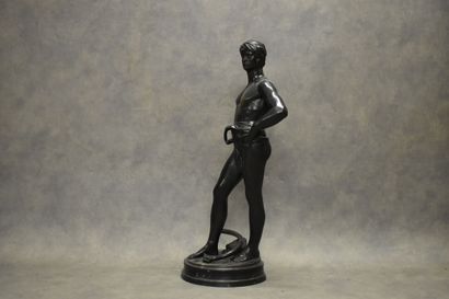 BABEDIENNE. Standing man, lost wax bronze....