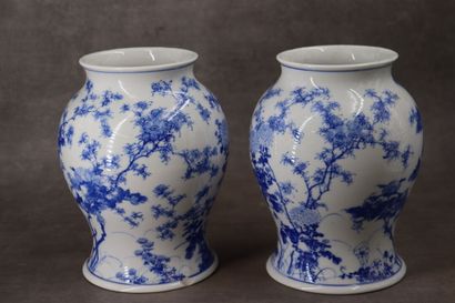 CHINE. Paire de vases en porcelaine à décor...