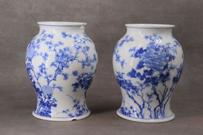 CHINE. Paire de vases en porcelaine à décor...