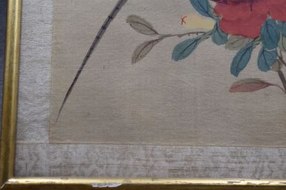 CHINE. Volatile sur une branche, peinture...