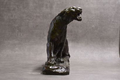 Charles VALTON (1851-1918). Wounded lioness,...