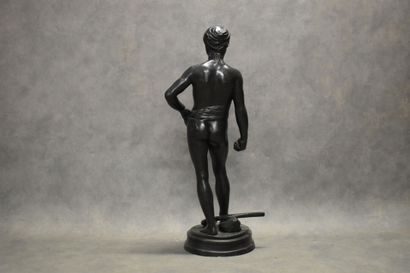 BABEDIENNE. Standing man, lost wax bronze....