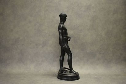 BABEDIENNE. Standing man, lost wax bronze....