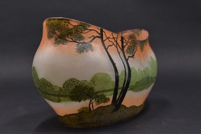 LEGRAS. Planter with oval body and curved...