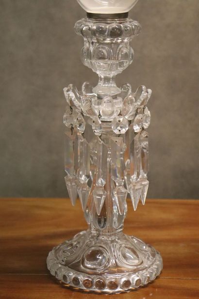 BACCARAT. Pair of crystal candlesticks with...