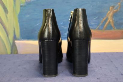 BURBERRY. Pair of black leather heeled boots,...
