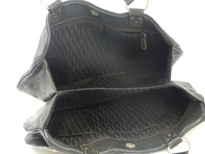 DIOR. Saddle bag in black and gold calfskin,...
