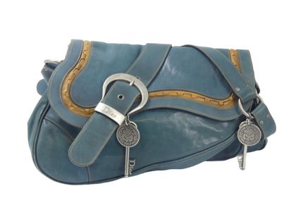 Christian DIOR. Saddle bag in duck blue calfskin,...