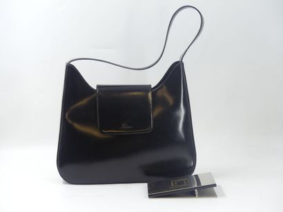 LANCEL. Shoulder bag in black patent leather,...
