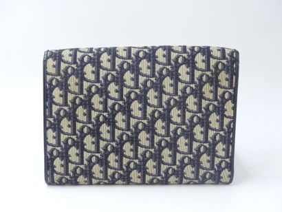 Christian DIOR. Navy leather and damask fabric...
