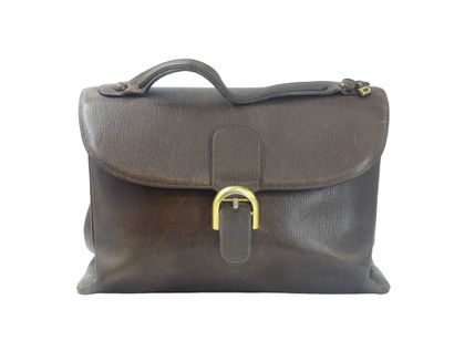 DELVAUX. Briefcase in brown grained calfskin,...