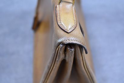 HERMES. Kelly bag turned inside out in coffee-colored...