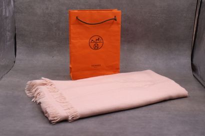 HERMES. Large H-shaped stole in powder pink,...