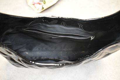BURBERRY. Large black patent leather satchel...