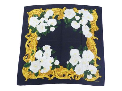 CHANEL. Silk crepe square decorated with...