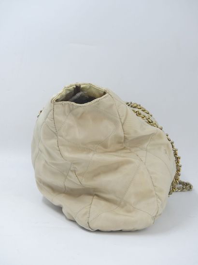 PRADA. Beige nylon tote bag, chain handle,...