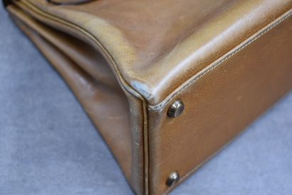 HERMES. Kelly bag turned inside out in coffee-colored...
