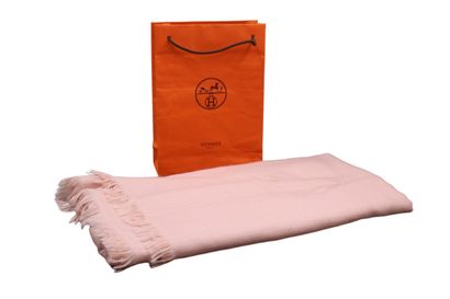 HERMES. Large H-shaped stole in powder pink,...