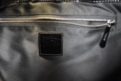 BURBERRY. Large black patent leather satchel...
