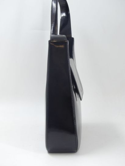LANCEL. Shoulder bag in black patent leather,...